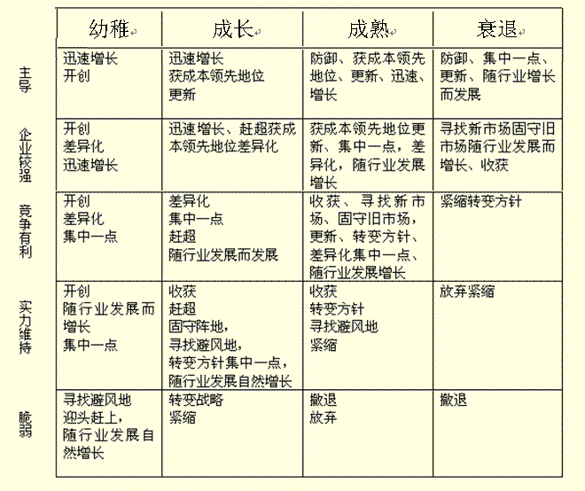 企業(yè)生命周期矩陣