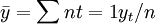 ar{y}=sum{n}{t=1}y_t/n